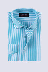 Green & White Men's Stripe Dress Shirt